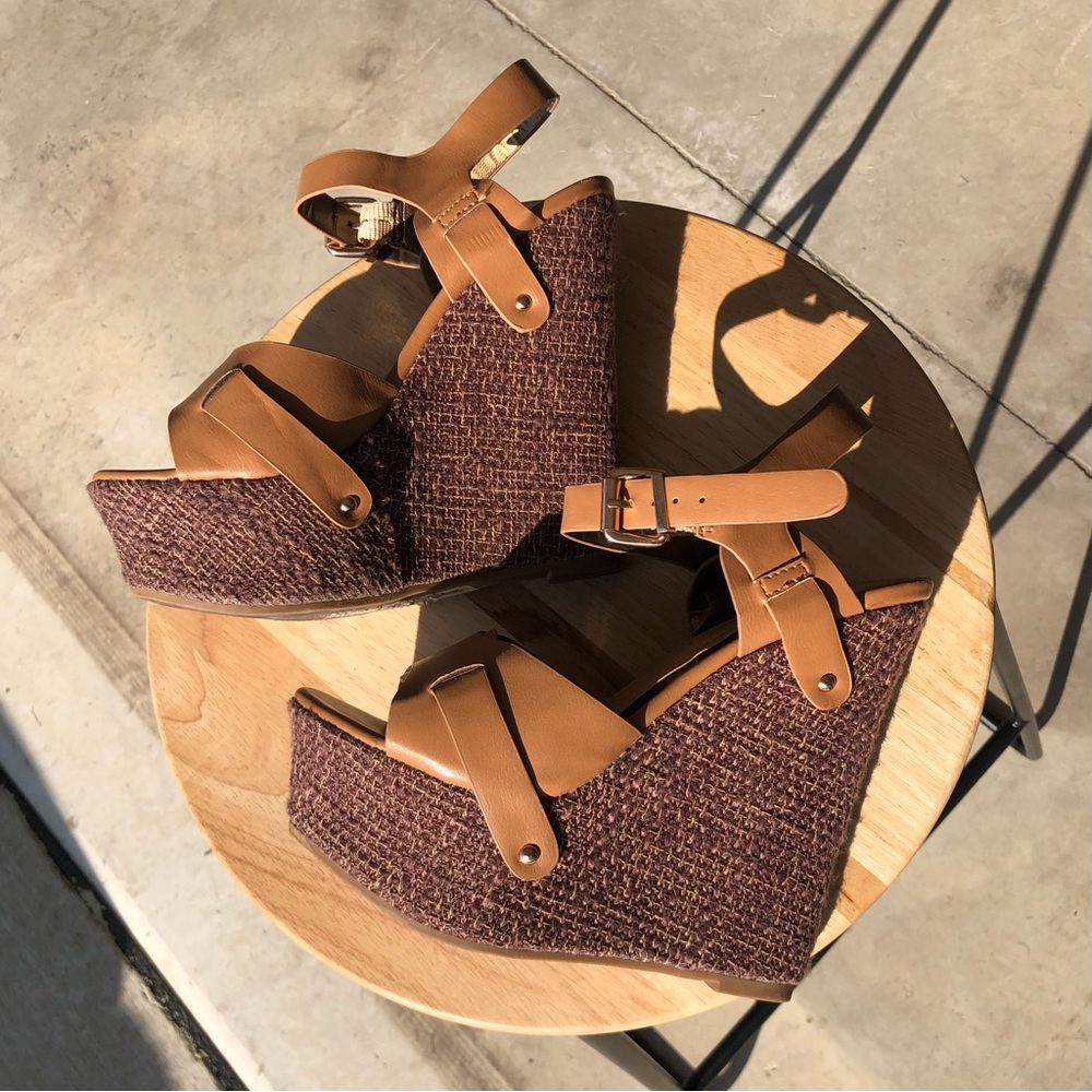 brown wedge sandal heels